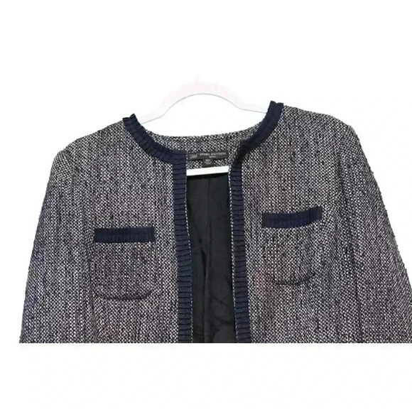 346 Brooks Brothers Blazer Jacket Size 14 Petite Navy Tweed Wool Blend Preppy - Picture 2 of 13